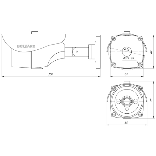 IP камера Beward CD630 1 Мп уличная с ИК-подсветкой и PoE