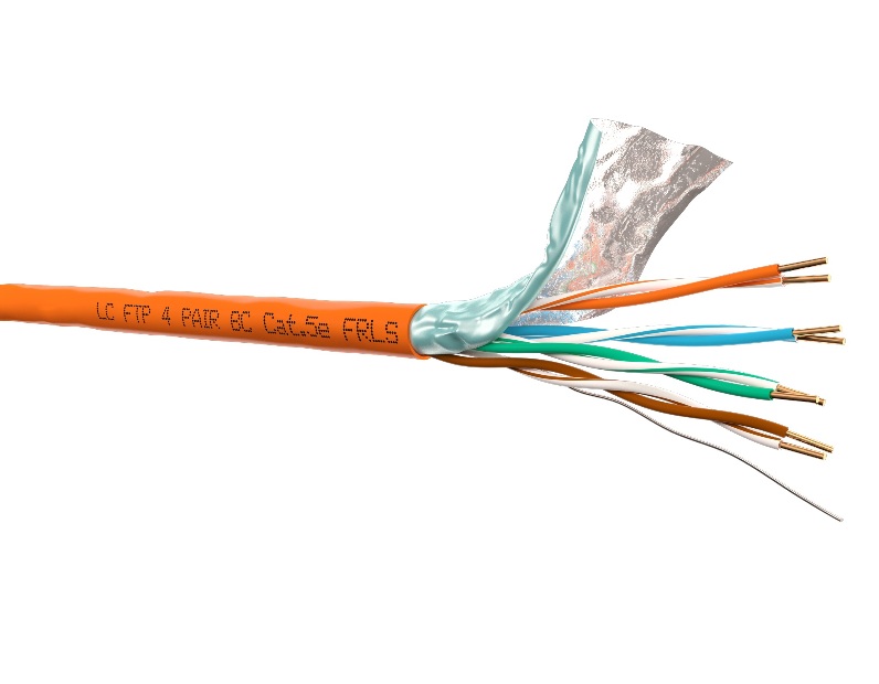 Кабель LC FTP4 cat.5е, одножильный / 305м / Cu / FRLS (Flame retardant low smoke) - малодымный, не поддерживающий горение / оранжевый