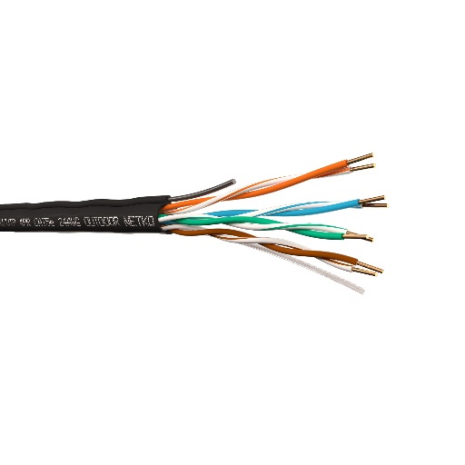 Кабель U/UTP4 cat.5e NETKO / 4 пары 24 AWG BC / одножильный / не экранированный / для наружных работ с проволочным тросом / 305м, FLUKE TEST NETKO UTP-3581.05E.1T