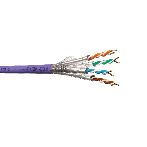 Кабель S/FTP4 cat.7 NETKO /4 пары / 23 AWG BC / экранированный / 305м/ нг(А)-HF LSZH - малодымный, не содержащий галогенов; фиолетовый; одножильный  NETKO SFTP-5299.07.9B