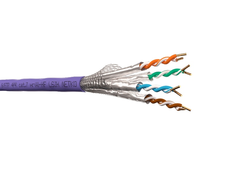 Кабель S/FTP4 cat.7 NETKO /4 пары / 23 AWG BC / экранированный / 305м/ нг(А)-HF LSZH - малодымный, не содержащий галогенов; фиолетовый; одножильный 