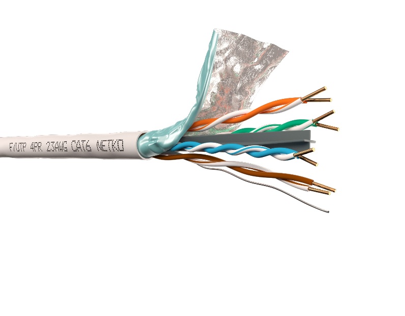 Кабель F/UTP 4 (FTP4 ) cat.6 NETKO /4 пары 23 AWG BC / 305м / одножильный, экранированный с крестовиной, 305м, серый 