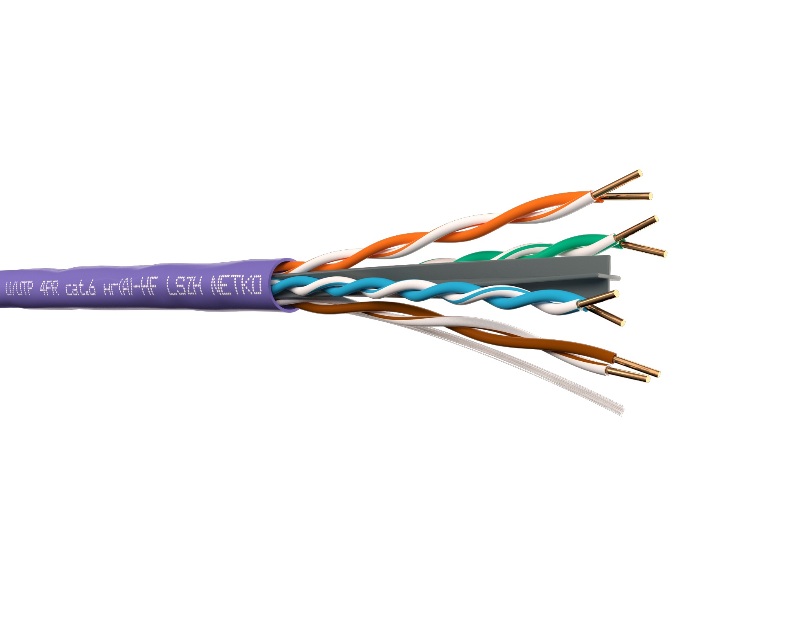 Кабель U/UTP4 cat.6 NETKO /4 пары 23 AWG BC / 305м /  с крестовиной / нг(А)-HF LSZH - малодымный, не содержащий галогенов; фиолетовый; одножильный 