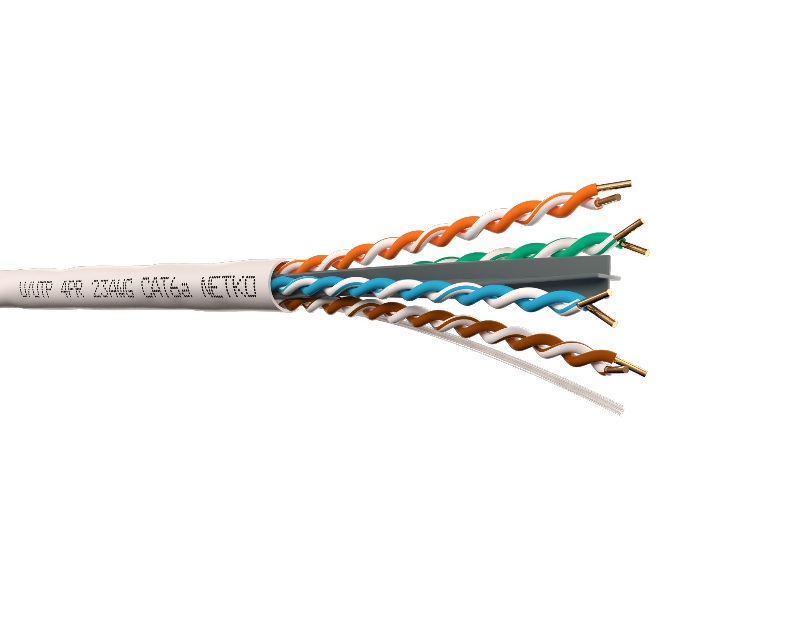 Кабель U/UTP4 cat.6a NETKO /4 пары 23 AWG BC / 305м / одножильный, неэкранированный с крестовиной, 305м 