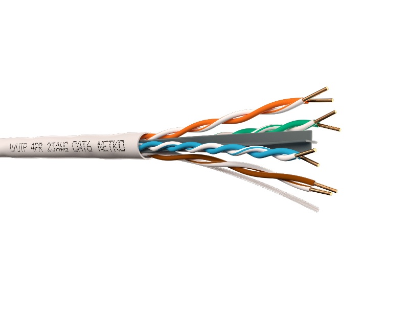 Кабель U/UTP4 cat.6 NETKO /4 пары 23 AWG BC / 305м / одножильный, неэкранированный с крестовиной, 305м 