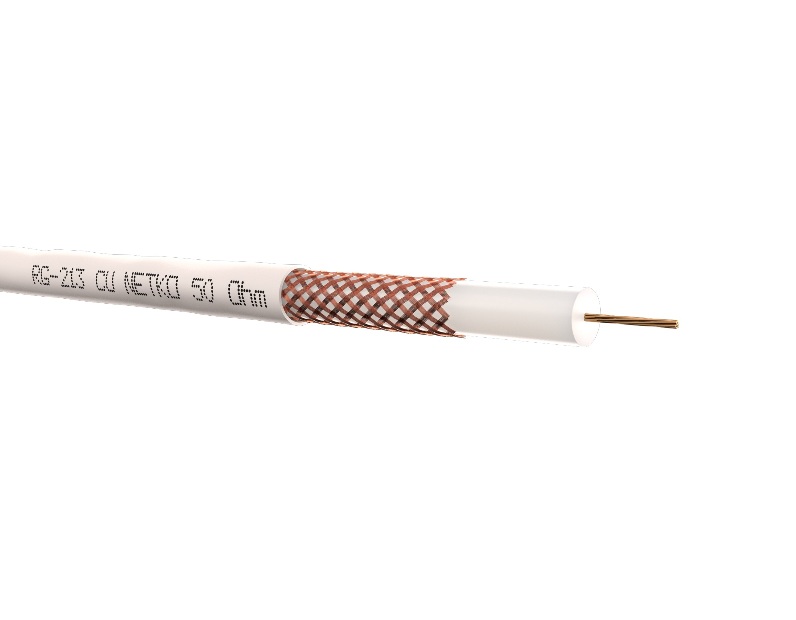 Кабель коаксиальный RG213 Netko, 50 Ом (CU, оплетка 144 нити CU), белый (100м)