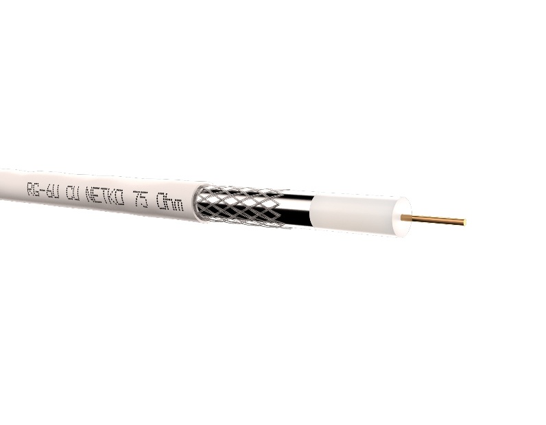 Кабель коаксиальный RG-6U Netko, 75 Ом (CU, оплетка 32 нити AL), белый (100м)