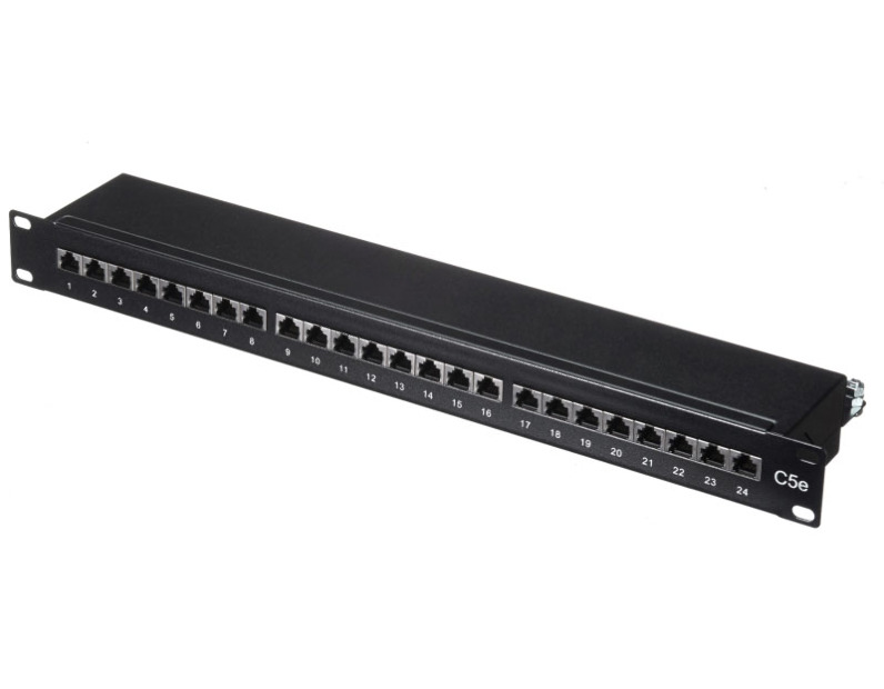 Патч-панель FTP, 19", 24 порта RJ45, cat.5е, 1U, Dual Type, Netko СКС, черная "J"