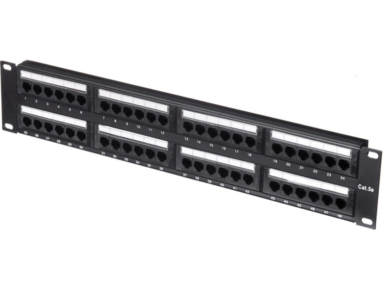 Патч-панель UTP, 19", 48 портов RJ45, cat.5е, 2U, Dual Type, "L"