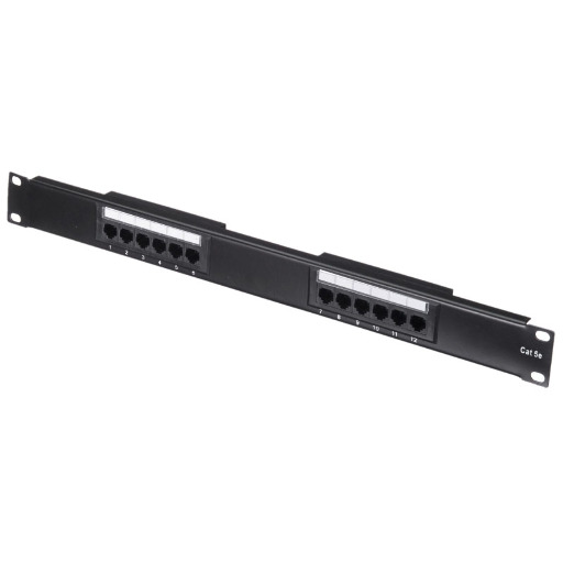 Патч-панель UTP, 19", 12 портов RJ45, cat.5е, 1U, 110 Type, черная "L" PM12T-KDA-CEC L