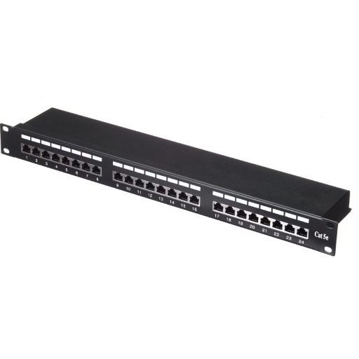 Патч-панель FTP, 19", 24 порта RJ45, cat.5е, 1U, Krone Type PPSA24-CE-KDBC