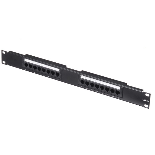Патч-панель UTP, 19", 16 портов RJ45, cat.5е, 1U, Dual Type, "L" NUP5EU-54065