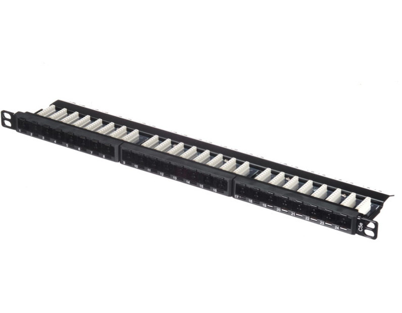 Патч-панель UTP, 19", 24 порта RJ45, cat.5е, 0,5U, Dual Type, Netko СКС, "J"