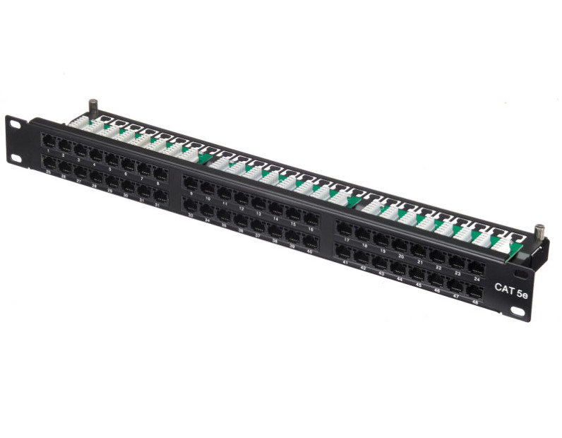 Патч-панель UTP, 19", 48 портов RJ45, cat.5е, 1U, Krone Type, компактная, "L"