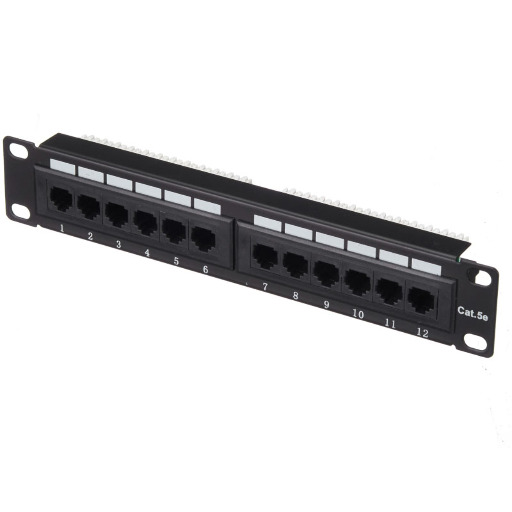 Патч-панель UTP, 10", 12 портов RJ45, cat.5е, 1U, 110 Type, "L" TP12T-KDA-CEC/BK L