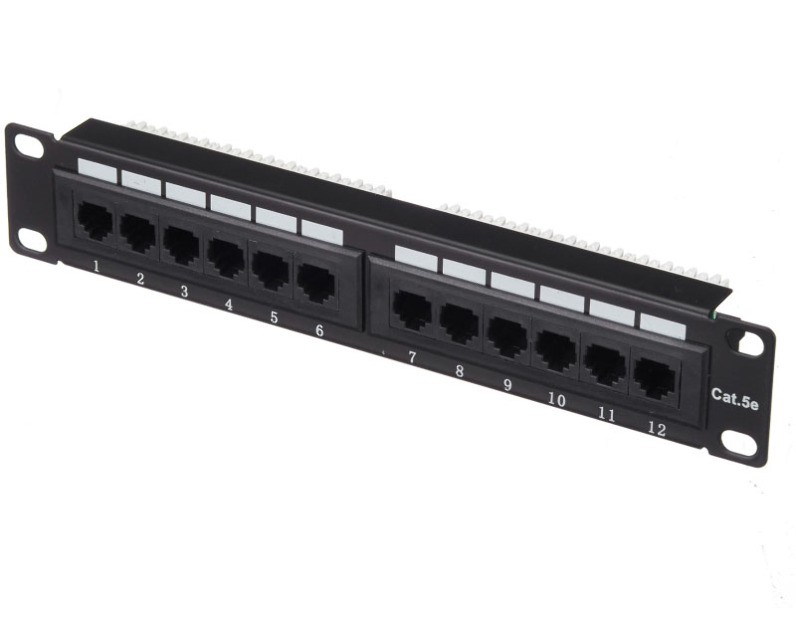 Патч-панель UTP, 10", 12 портов RJ45, cat.5е, 1U, 110 Type, "L"