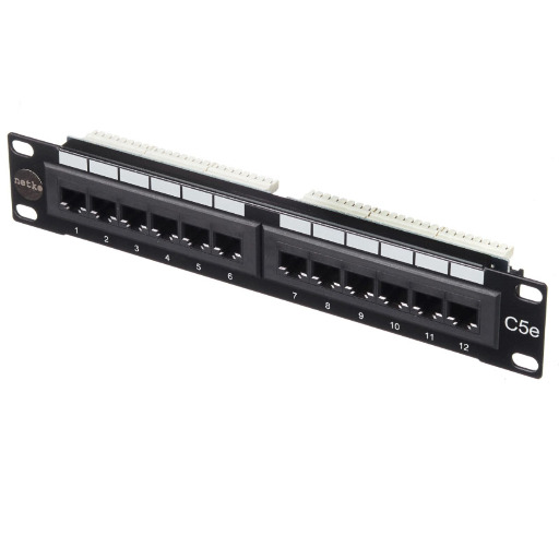Патч-панель UTP, 10", 12 портов RJ45, cat.5е, 1U, Dual Type, Netko СКС, "J" TP12T-KDA-CEC