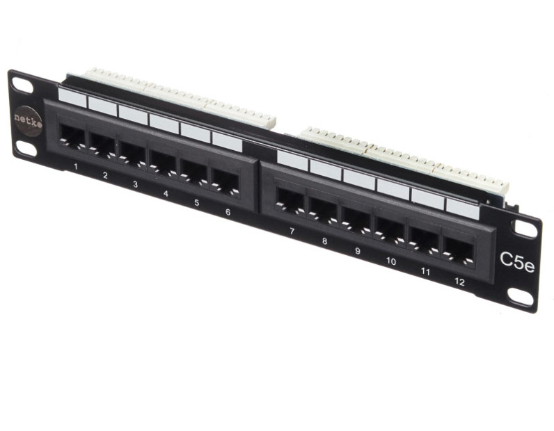 Патч-панель UTP, 10", 12 портов RJ45, cat.5е, 1U, Dual Type, Netko СКС, "J"
