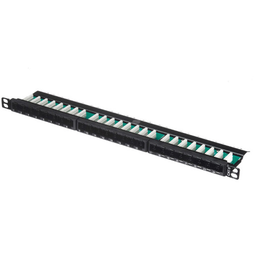 Патч-панель UTP, 19", 24 порта RJ45, cat.6, 0,5U, Dual Type, Netko СКС, "J" NNTB24B KDA C6C PR