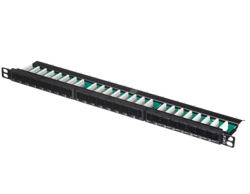 Патч-панель UTP, 19", 24 порта RJ45, cat.6, 0,5U, Dual Type, Netko СКС, "J"