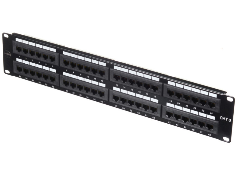 Патч-панель UTP, 19", 48 портов RJ45, cat.6, 2U, Dual Type, Netko СКС, "J"