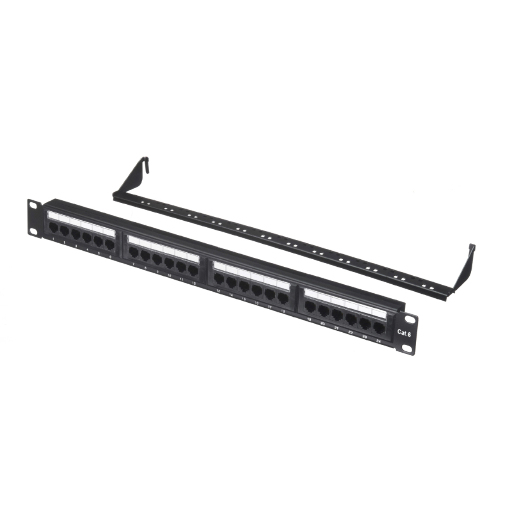 Патч-панель UTP, 19", 24 порта RJ45, cat.6, 1U, Dual Type, с органайзером, "L" KN-4009B