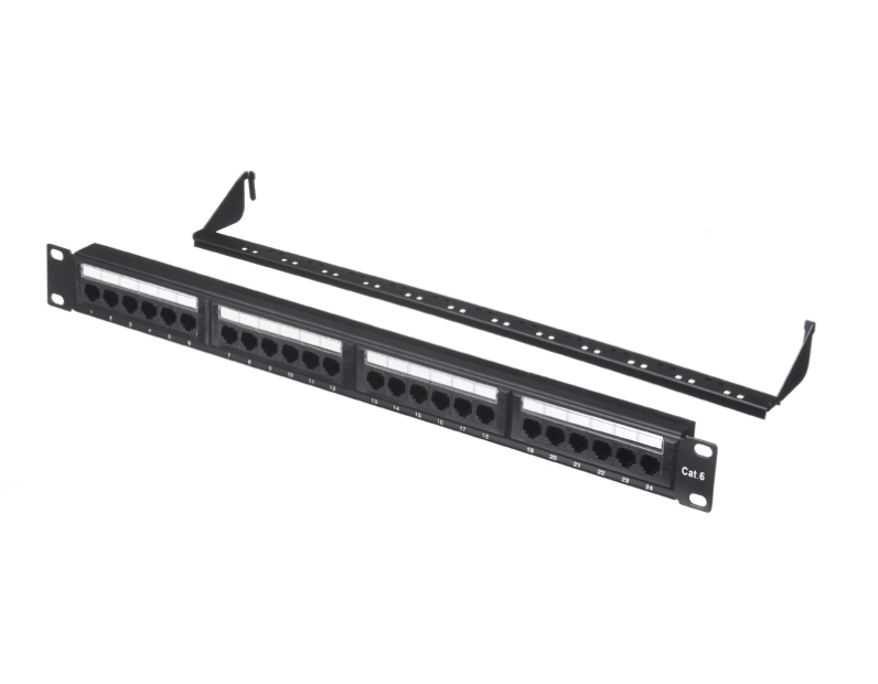 Патч-панель UTP, 19", 24 порта RJ45, cat.6, 1U, Dual Type, с органайзером, "L"