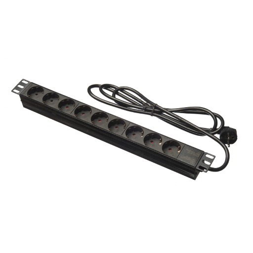 Блок розеток 19", 16А, 9 розеток, шнур 2м, черный PDU-LX-02 9P.SW