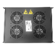 Полка вентиляторная 19", 1U/4 с термостатом, с кабелем, черная Netko