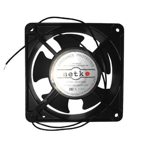 Вентилятор Netko, рама 120х120х38, подшипник скольжения, 220 В N.FAN120S.220S.65291.BK