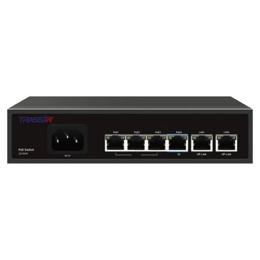 Коммутатор TRASSIR TR-NS1206-65-4PoE с 4 PoE портами и бюджетом 65 Вт
