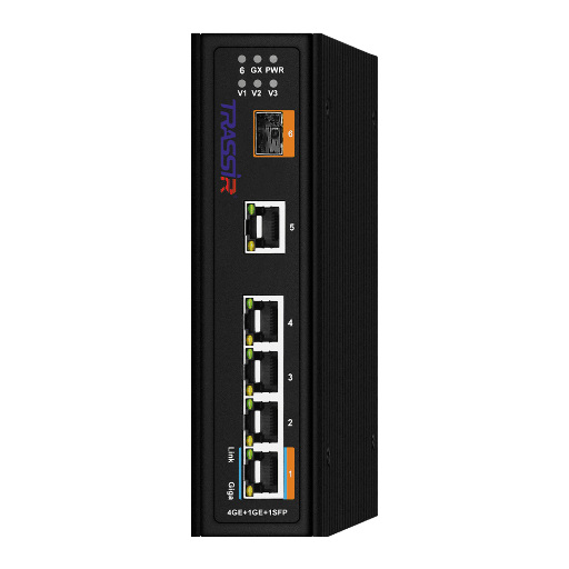 Коммутатор TRASSIR TR-NS15061S-150-4POE с 4 PoE-портами и SFP-слотом
