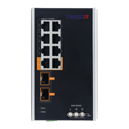 Коммутатор TRASSIR TR-NS15102S-130-8POE с 8 PoE-портами и бюджетом 130 Вт
