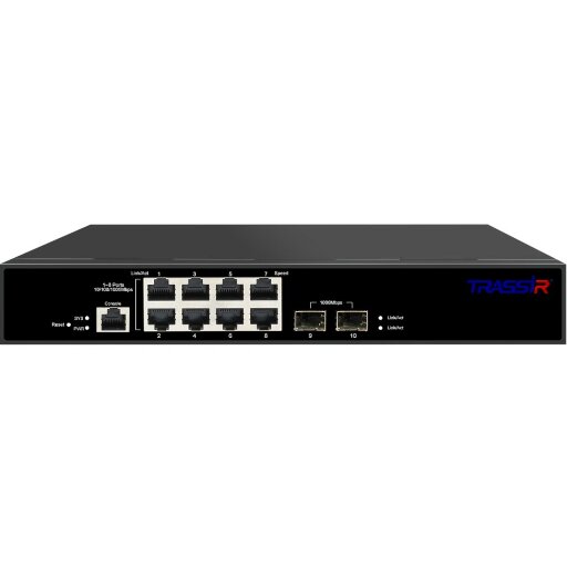 Коммутатор TRASSIR TR-NS24102S-120-8PoE с 8 PoE портами и SFP-слотами