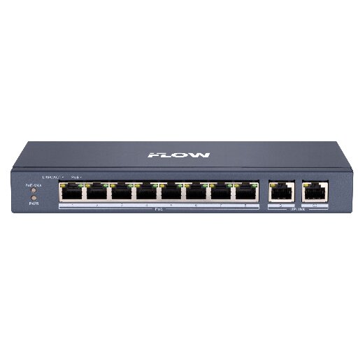 Коммутатор iFlow F-SW-EU410POE-V/L, 8 PoE портов, металл, бюджет 60 Вт