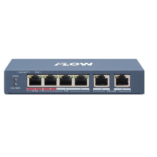 Коммутатор iFlow F-SW-EU206HPOE-V + 4 PoE порта, 60Вт, металл корпус