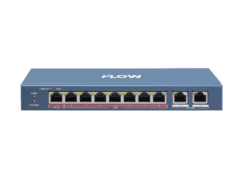 Коммутатор iFlow F-SW-EU410HPOE-V + 8 PoE портов, бюджет 110 Вт, 2 Gigabit RJ45