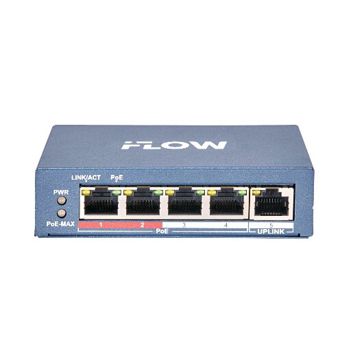 Коммутатор iFlow F-SW-EU205POE-V с 4 PoE портами и бюджетом 60 Вт, металл корпус