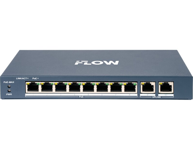 Коммутатор iFlow F-SW-EM410POE-VM/L + 8 портов PoE, VLAN, STP/RSTP, 60 Вт