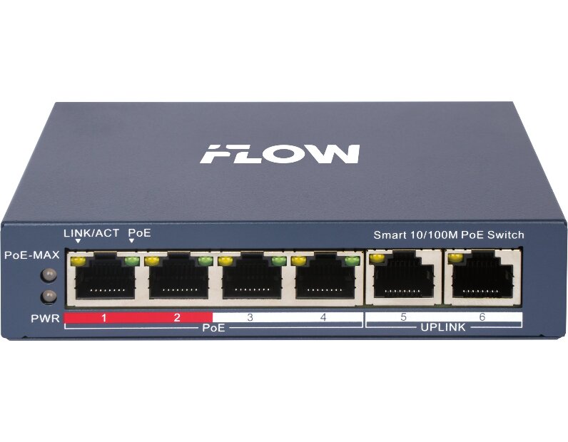 Коммутатор iFlow F-SW-EM206POE-VM + 4 PoE порта, 60 Вт бюджет