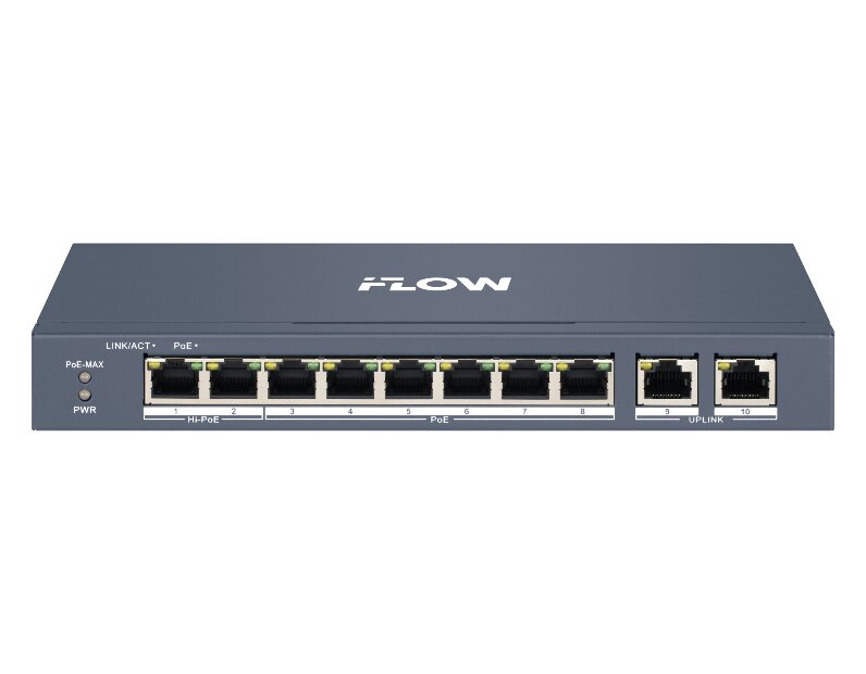 Коммутатор iFlow F-SW-EM410HPOE-VM + 8 PoE портов, бюджет 110Вт