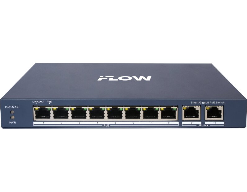 Коммутатор iFlow F-SW-EM610POE-VM + 8 портов PoE, VLAN, облачное управление