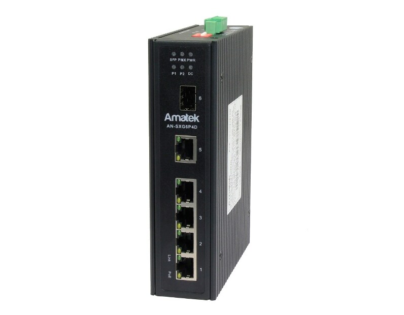 AN-SXG6P4D - промышленный 6-портовый гигабитный коммутатор с HiPoE до 180Вт