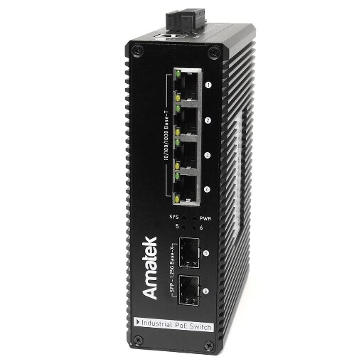 AN-SXGM6P4A - промышленный 6-портовый  управляемый гигабитный L2 коммутатор с PoE+ до 120Вт