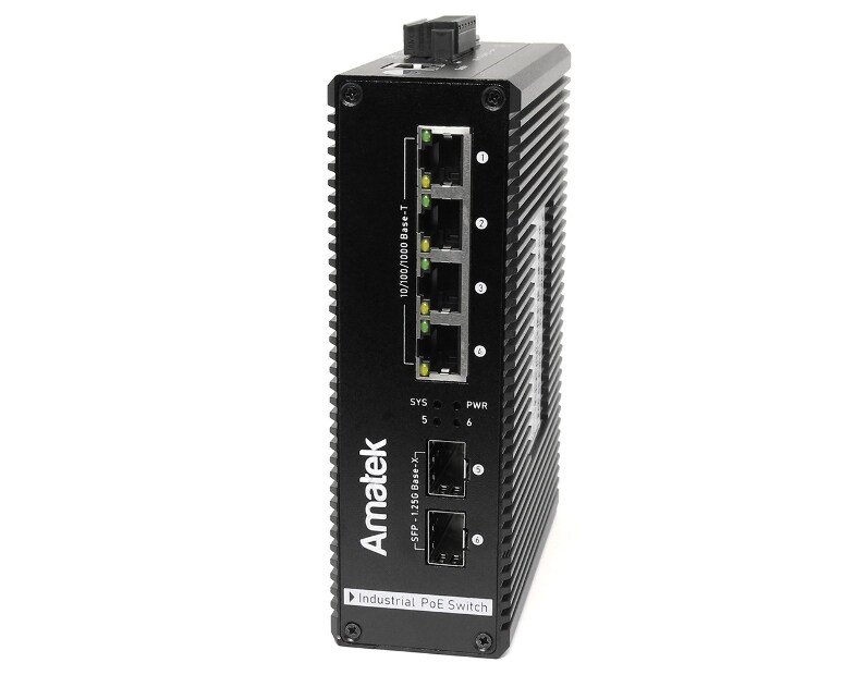 AN-SXGM6P4A - промышленный 6-портовый  управляемый гигабитный L2 коммутатор с PoE+ до 120Вт