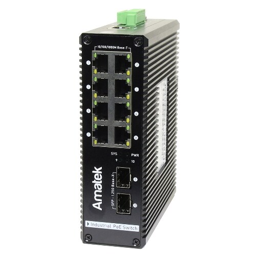 AN-SXGM10P8A - промышленный 10-портовый  управляемый гигабитный L2 коммутатор с PoE до 240Вт