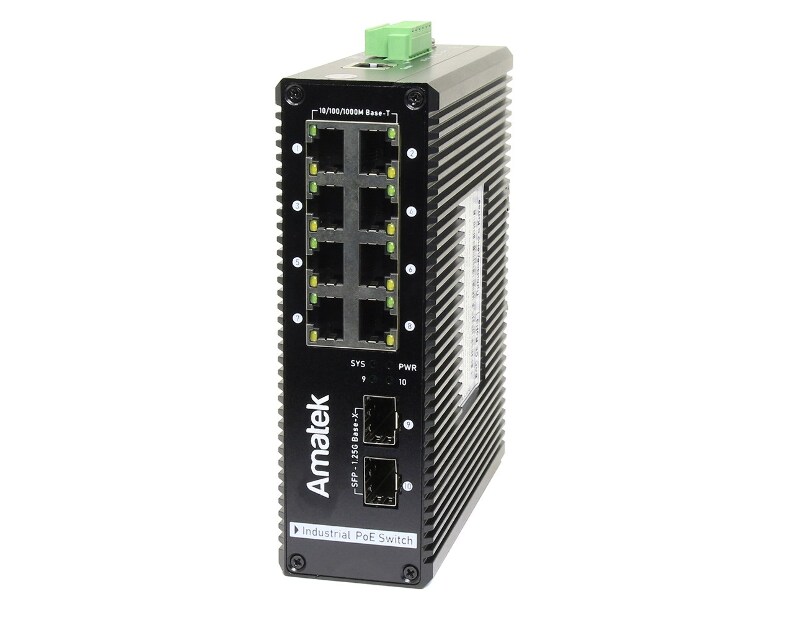 AN-SXGM10P8A - промышленный 10-портовый  управляемый гигабитный L2 коммутатор с PoE до 240Вт