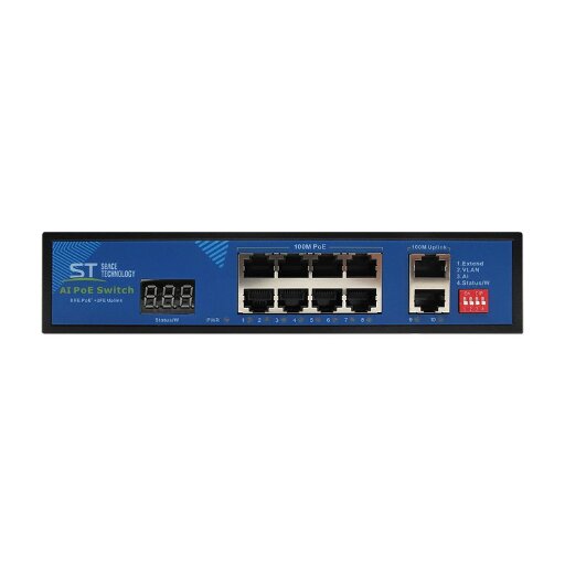 Коммутатор Space Technology ST-S812POE, PoE 8 портов, 2 Гбит/с, пассивное охлаждение 00-00100398