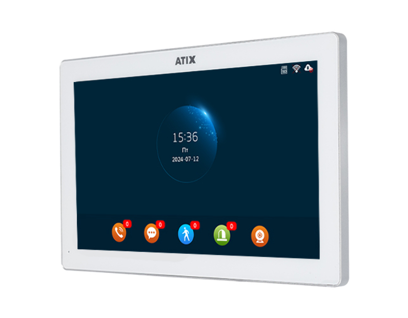 Видеодомофон с функцией DVR и AI ATIX AT-I-M1012F/IW White