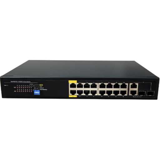 Коммутатор RedLine RL-SW16P2S2.ZE: 16 портов, AI функции, POE, 220 В, защита 6 кВ